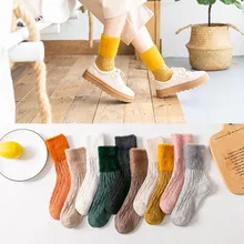 Модные теплые женские носки средней длины без пятки, однотонные плюшевые толстые шерстяные носки, женские ворсовые носки, 5 пар в комплекте