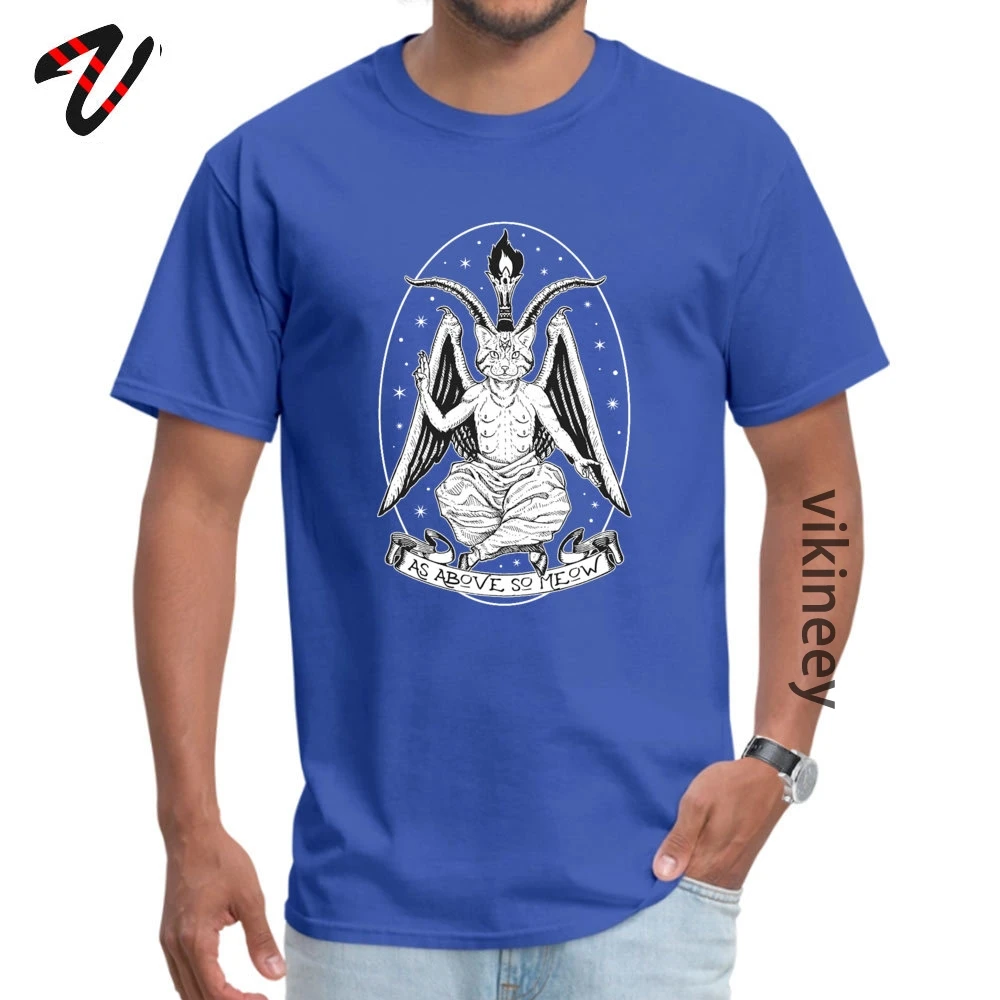Newest Men Tops Shirt CatBAPHOMET Summer Top T-shirts Pure Cotton Short Sleeve Custom T-shirts O Neck Free Shipping CatBAPHOMET0705 blue