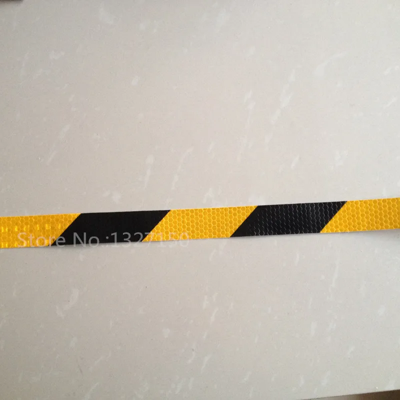 25mmx1m Yellow and Black Stripe Safety Reflective Warning Self Adhesive Tape Sticker for Car Auto Road Way Street