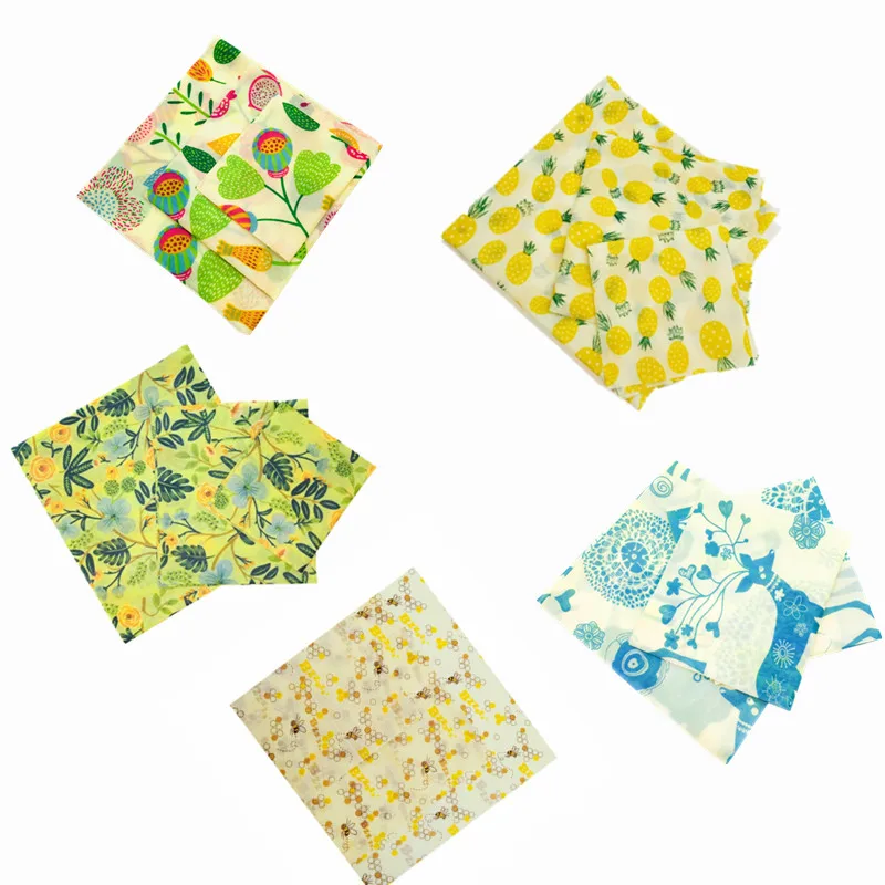 random pattern Zero Waste Reusable Food Wraps Sustainable Organic Beeswax Wrap Food Storage Eco Friendly Sandwich Bag bees wax Lid Cover wrap - Цвет: random pattern