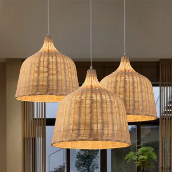 

Japan Pendant Lights Hand Woven Rattan Hanging Pendant Lamps Restaurant Kitchen Fixture Industrial Lighting Art Decor Luminaire