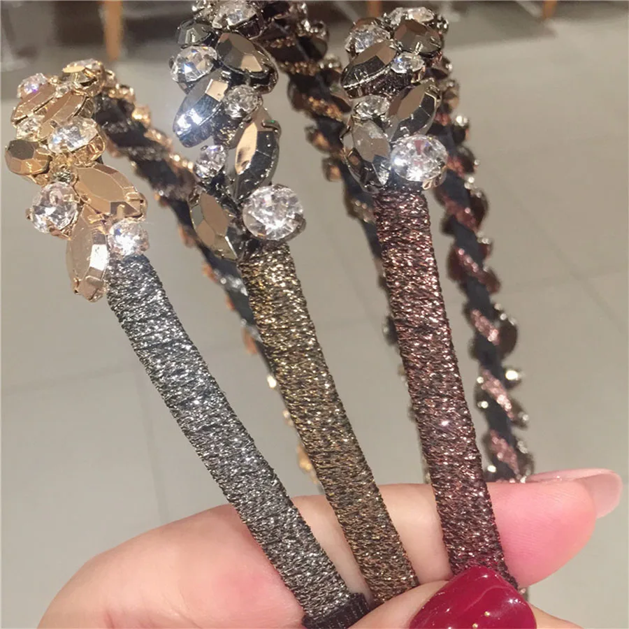 Haimeikang Autumn Winter New Headband South Korea Rhinestone Alloy Headband Net Red Temperament light Hair Accessories