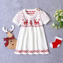 Платье для девочек Дети Детские Штаны для девочек с рождественским изображением вязаный свитер праздничное платье принцессы Деткая одежда платья для Одежда для девочек;