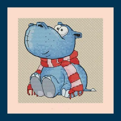 

FF Little Pirate Counted Cross Stitch Kit Cross stitch RS cotton with cross stitch Lobster and beer Cartoon hippo