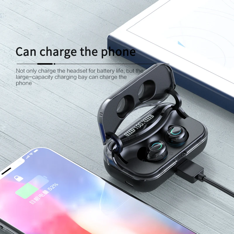 TWS Earphone G08 Wireless Headphone Bluetooth 5.1 Earphone HIFI IPX7 Waterproof With Led Display and Charging Box
