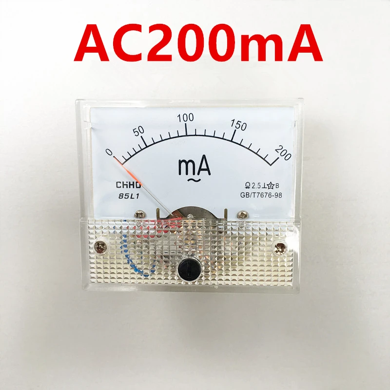 85L1 AC Analog Current Meter Panel 50mA 500mA 1A 5A 10A 20A 50A 100A Gauge Current Mechanical Ammeter wind measuring instrument