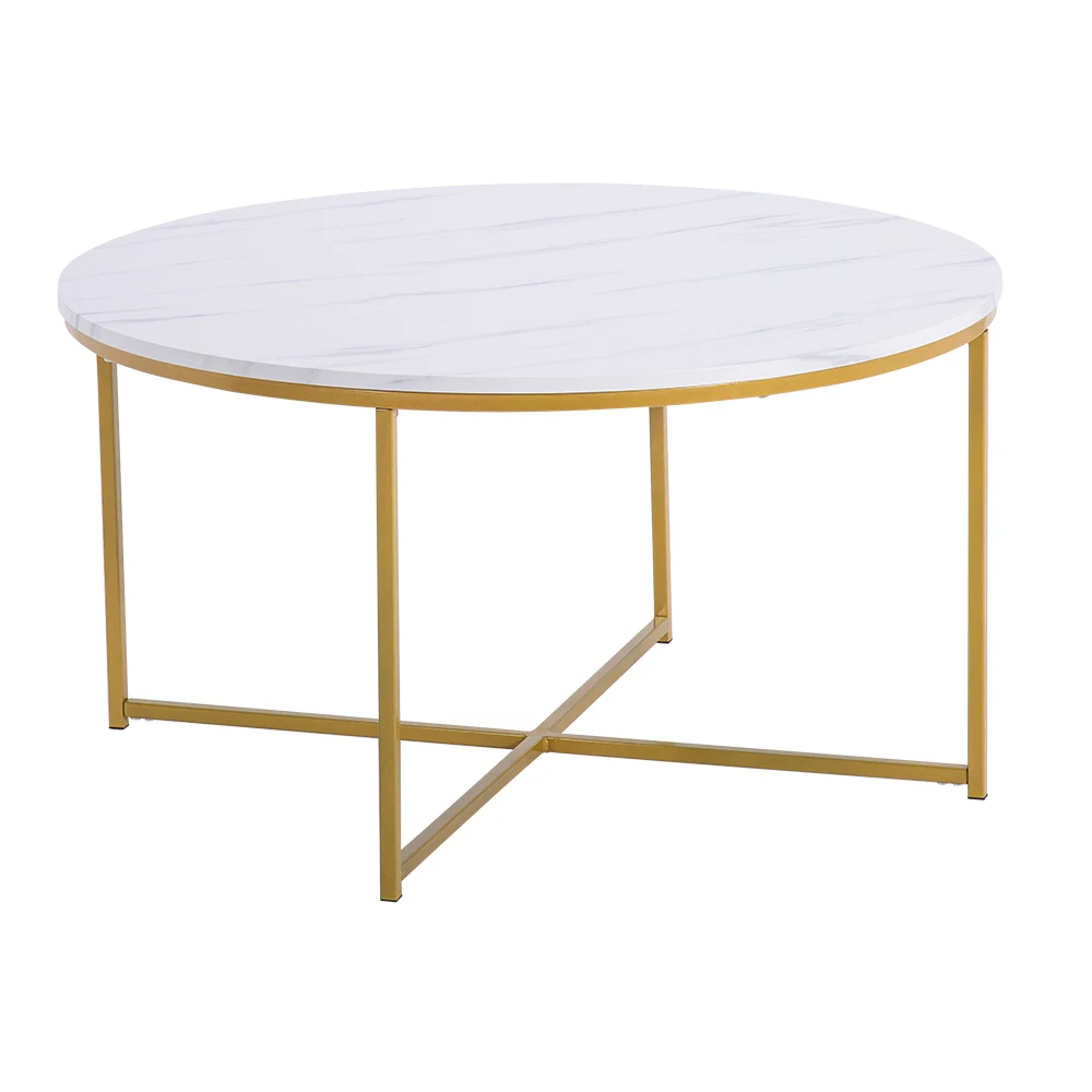 

Two Colors [90x90x48.5cm] Marble Simple Round Coffee Table Side Table