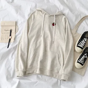 

loose women sweatshirts and hoodies sweet strawberry loose drawstring outwear 2020 autumn new top quality