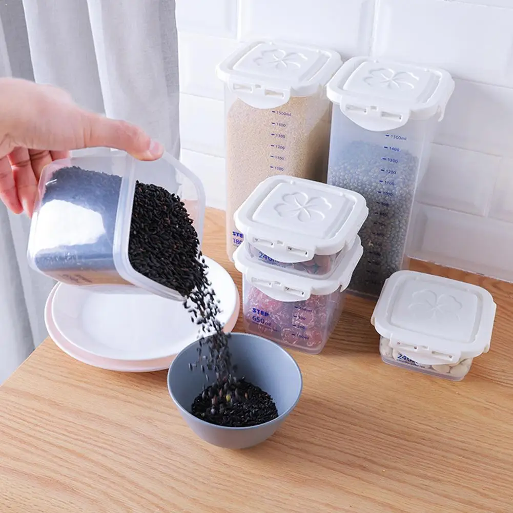 

Sweet Storage Container Crate Lock Twist Lid Clear Suitable various Snack grains tank For storing Grain storage Can fruits E2P9