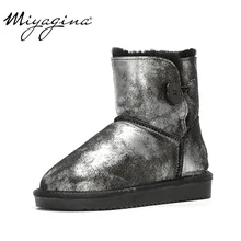 Наивысшее качество; Новинка; модные зимние сапоги из натуральной воловьей кожи; Классический натуральный мех; Mujer Botas; Водонепроницаемая зимняя обувь для женщин