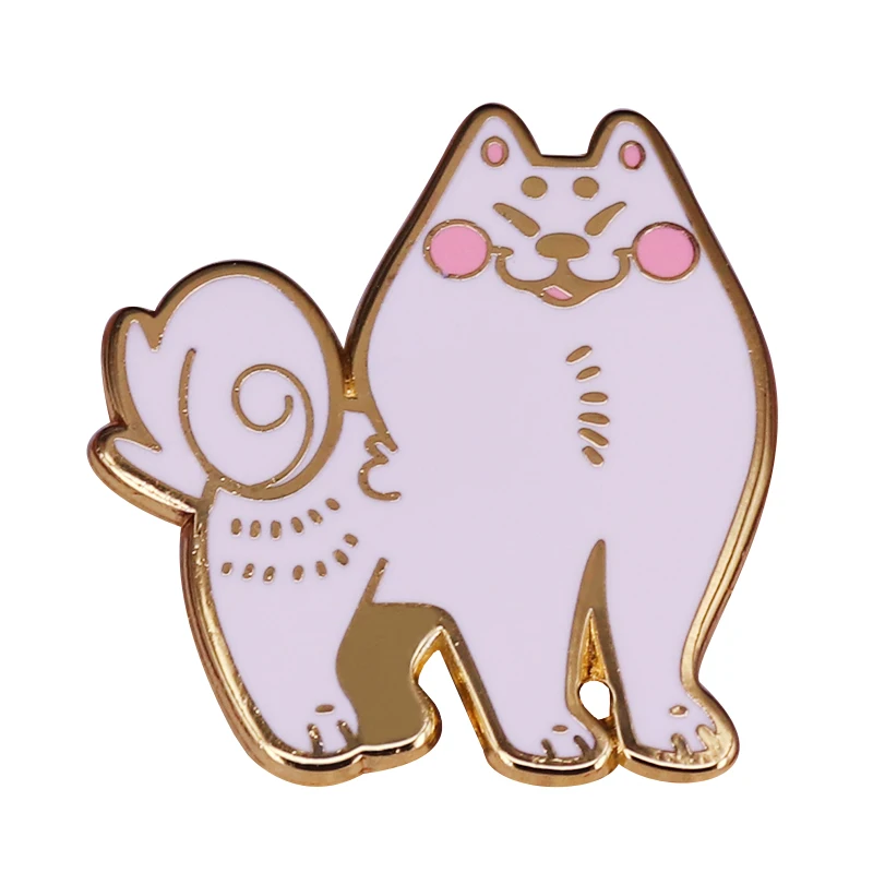 Cute White Dog Samoyed Lapel Pin Pet Themed Fashion Accessories