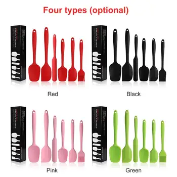 

6 Pcs Silicone Pastry Spatula Set Multi-Style t Non-Stick Rubber Spatula Oil Brush Heat-Resistant Spatula For Kitchen Baking