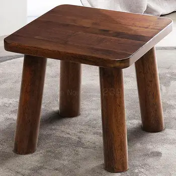 

solid Wooden Stool. Household Low Stool. Children's Lazy Little Wooden Stool. Round Stool, Square Stool