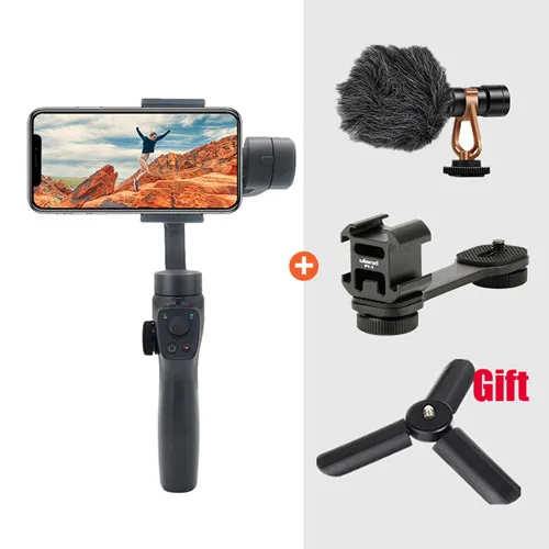 Beyondsky Eyemind 2 3-осевой Ручной Стабилизатор Gopro Экшн камеры Gimbal для iphone и Android телефон сумка для переноски штатив подарки VS DJI Osmo 2 - Цвет: ES117 Mic n hot shoe
