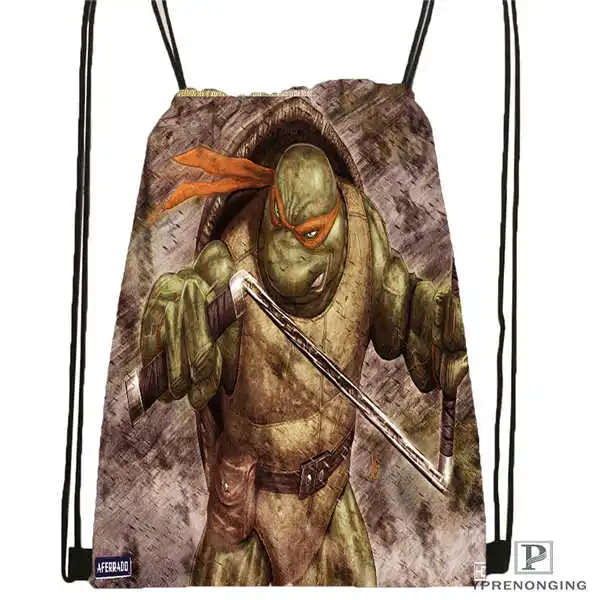 Drawstring Backpack Пользовательские Черепашки-ниндзя, походная сумка на шнурке, милый рюкзак для детей(черная спинка) 31x40 см#180531-04-38 - Цвет: Drawstring Backpack