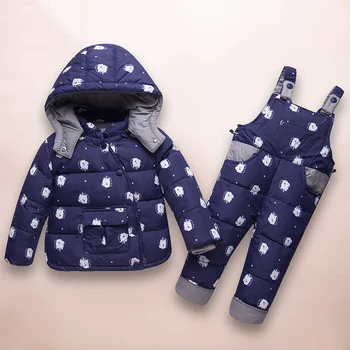 

Kids Warm Down Coats Winter 2019 Children Down Clothing Sets 2Pcs Jacket And Overall 1-4 Years Baby Girls & Boys Snowsuit