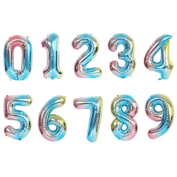 

32inch Gradient Number Aluminium Foil Balloon Rainbow Digit Birthday Party Decoration Kid Figure Wedding Baby Shower Accessories