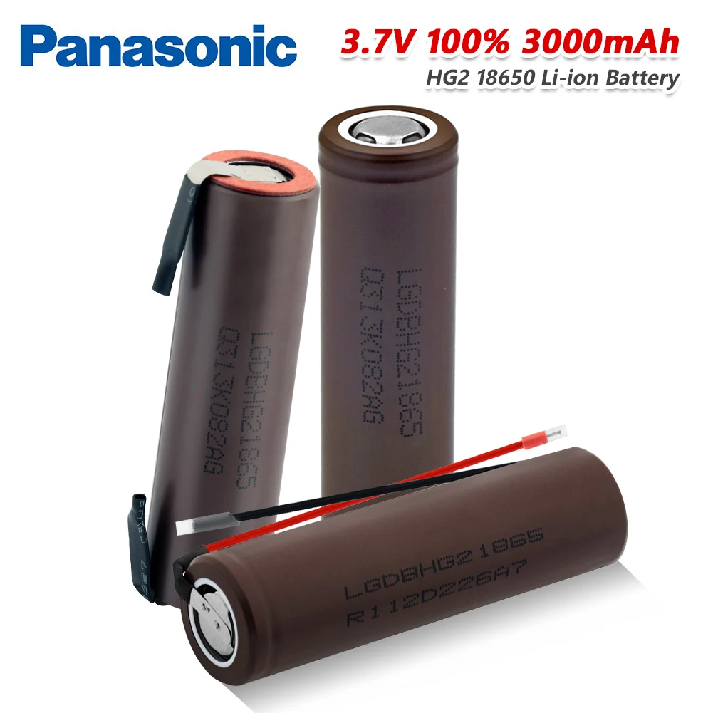 Panasonic 1 шт перезаряжаемая батарея 3,7 v 18650 Hg2 3000mah с высоким дренажным 20a выходом литиевая пила с вкладками для фонарь с микрофоном
