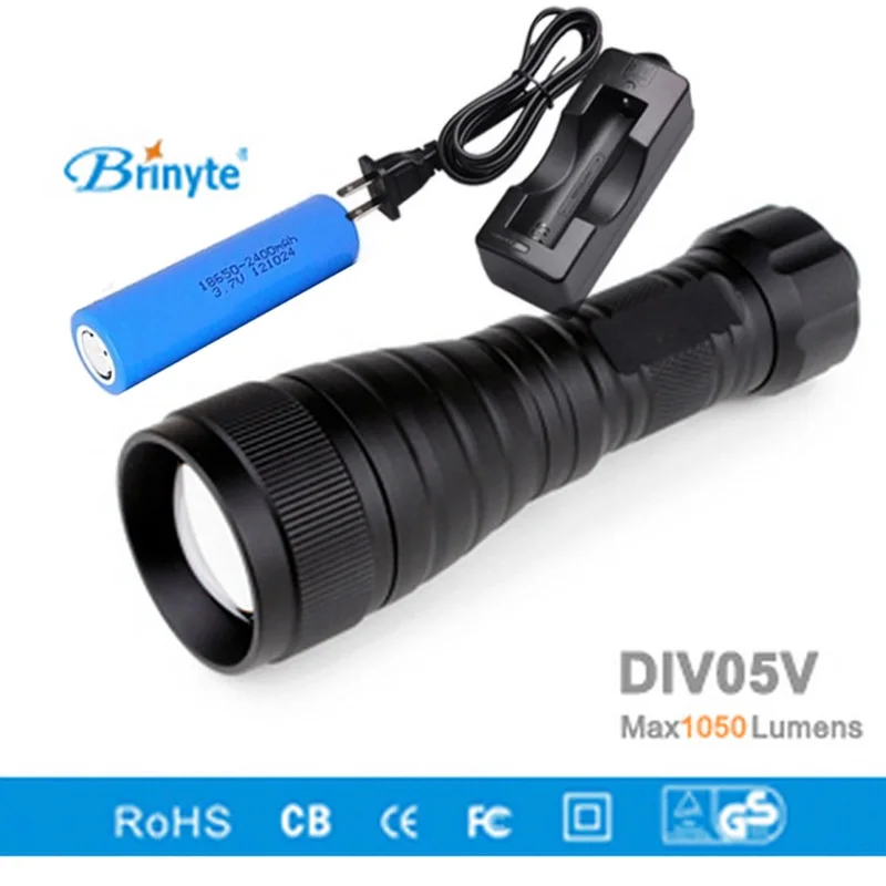 Brinyte DIV05V светодиодный свет для видео CREE XML2 1000lm Светодиодный Подводный факел светодиодный фонарик для дайвинга 200 М Подводная лампа+ батарея