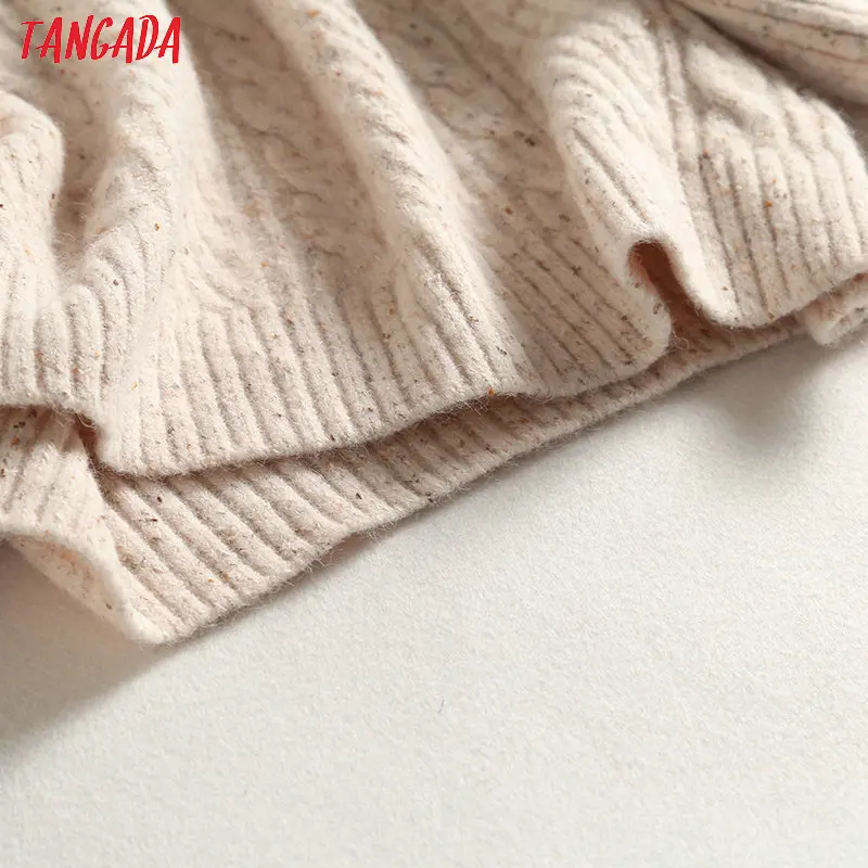 Tangada, женский зимний джемпер с высоким воротом, толстые теплые свитера с длинным рукавом, серые женские пуловеры, стильные топы, BC46