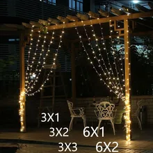 3x2/3x3/6x3 м Светодиодная сосулька, светодиодная занавеска, сказочный светильник, сказочный светильник, 300 светодиодный Рождественский светильник для свадьбы, патио, окна, вечерние, Декор