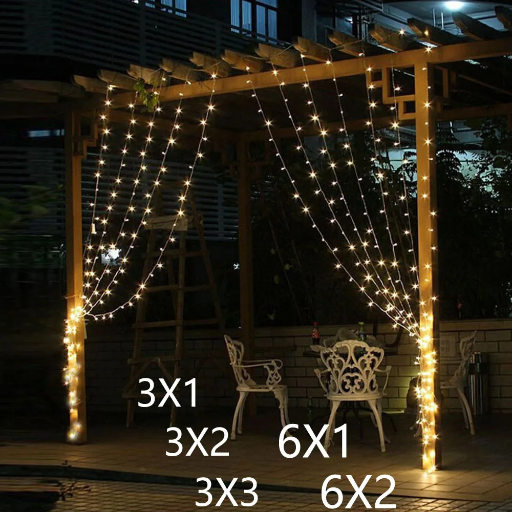 

3x2/3x3/6x3m led icicle led curtain fairy string light fairy light 300 led Christmas light for Wedding patio window party decor