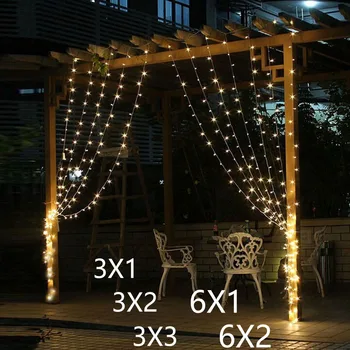 

3x2/3x3/6x3m led icicle led curtain fairy string light fairy light 300 led Christmas light for Wedding patio window party decor