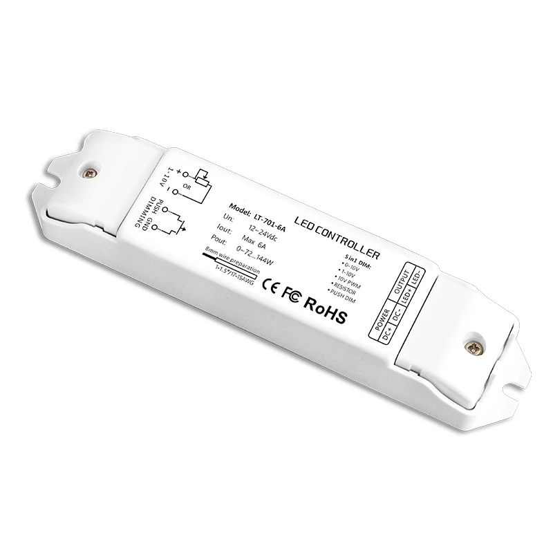 New 0-10V LED Dimming Driver Low VoltageDC12-24V Input6A*1CH Output PWM Push Button Dimmable Intelligent Power drive | Лампы и