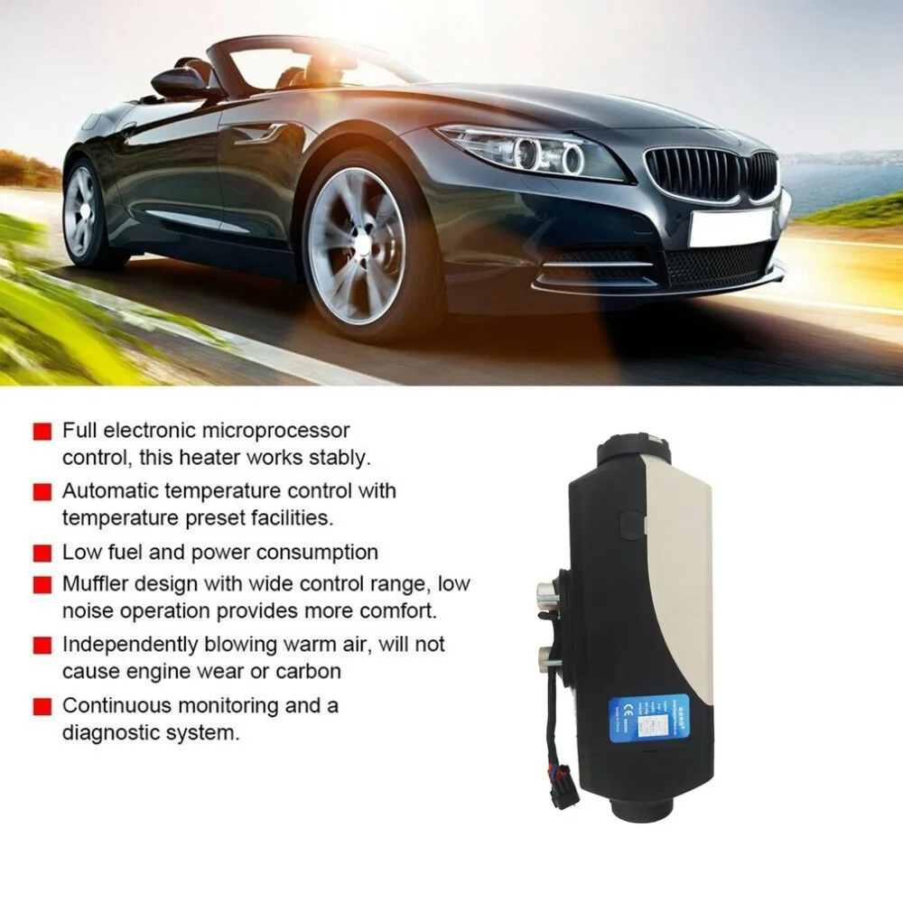 12V 5Kw Air Heater Diesel Heater Parking Heater Air Heater Car Truck Boat Universal Air Heater Black Gray
