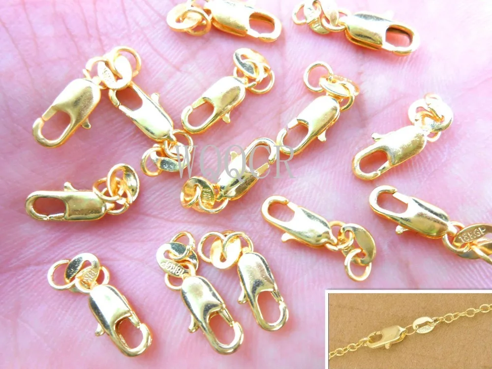 

Free Shipping 20Pcs Yellow Gold Filled Lobster Clasp GF Connecter Lin Jewelry Necklace Bracelet 18KGF Stamped Tag