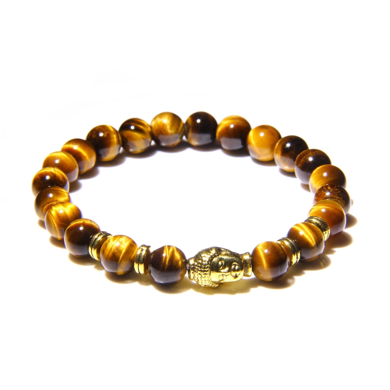 Fashion AAA Royal Blue Tiger Eye Men's Bracelet Beads Natural Stone Buddha Stretch Charm Bracelets for Women Men Jewelry