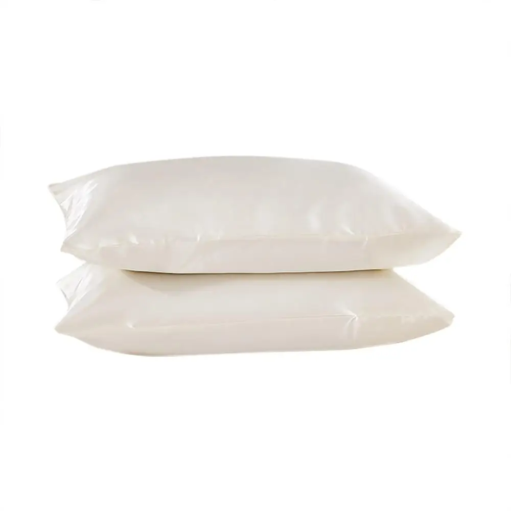 Simple satin silk pillowcase 2pcs solid color bedding envelope closed standard pillowcase wholesale purchasing#4JY25 - Цвет: Beige