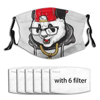 

Cool Panda Wearing Glasses Hat And Gold Necklace Adults Mask With Replaceable Filter Dust Mask Face Mask