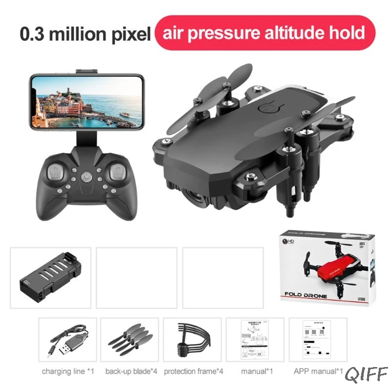 LF606 Wifi FPV RC Дрон Квадрокоптер с 0.3MP 2MP 5MP 4K камера Вертолет игрушка - Цвет: BK-0.3MP