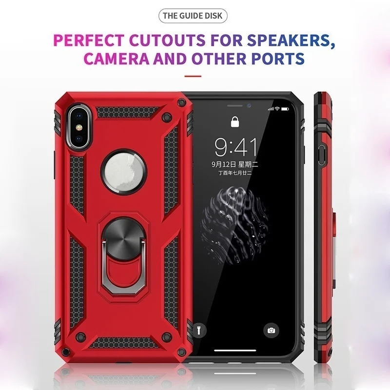 

TPU Phone Case Military 2-Layer Magenetic Stand Holder Cases For iPhone 7/8/7p/8p/6s/6plus XR XS Protection Phone Stand Cover