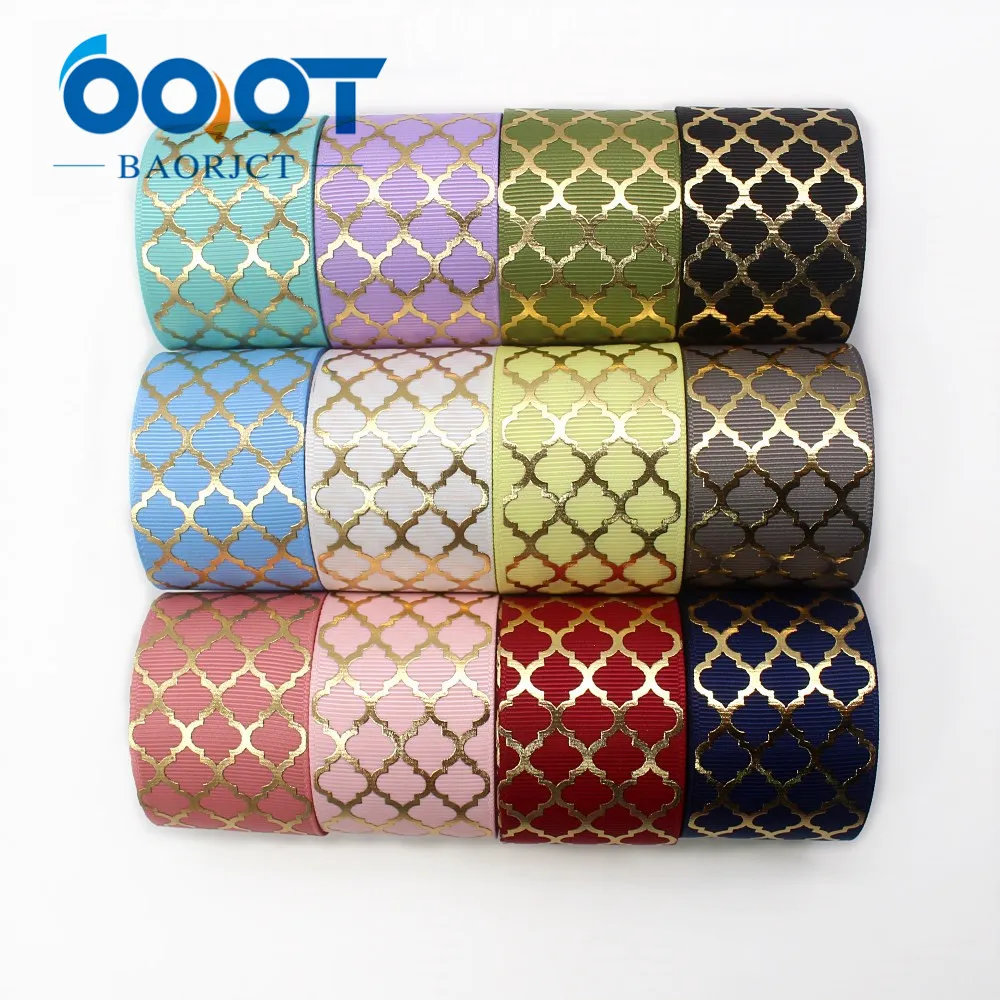 OOOT BAORJCT I-19814-1927, 38 мм, 10 ярдов сплошной цвет геометрические Горячие штамповки корсажные ленты, лук крышка DIY аксессуары украшения