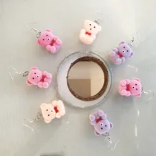 6 пар серьги капельки с изображением медведя в форме конфет