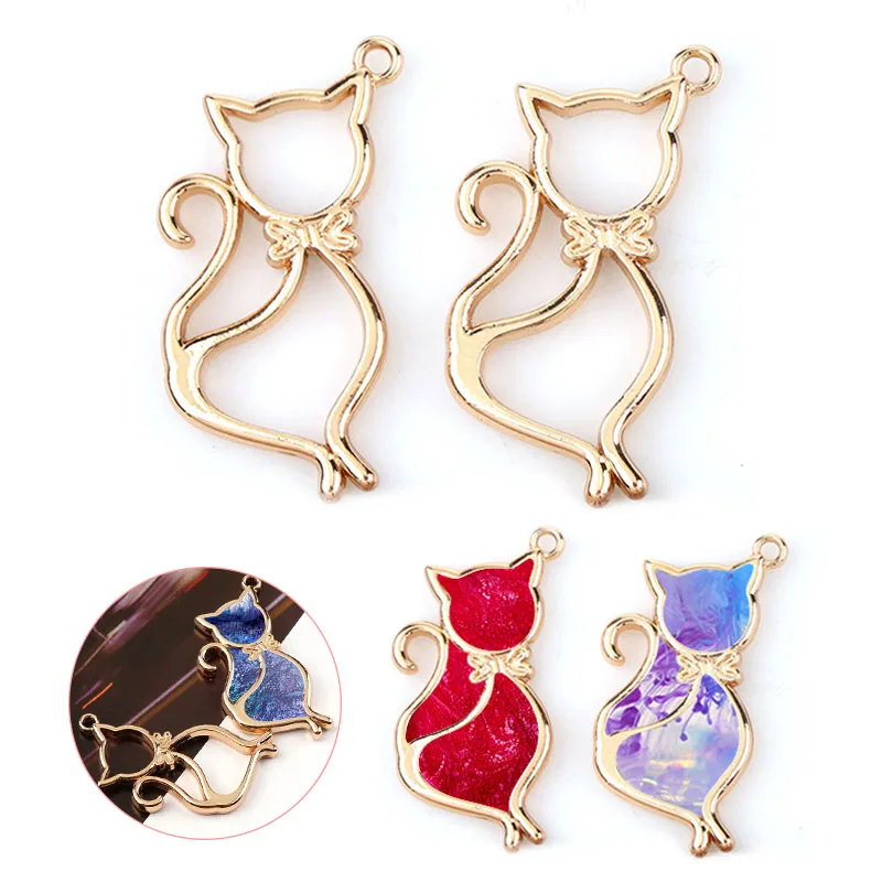 1-PC-New-Vintage-Cat-Antique-Rose-Gold-Metal-Hollow-Frame-Connector-Charms-Pendant-DIY-Jewelry