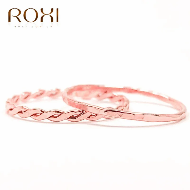 ROXI Твист классическое обручальное кольцо простой кольца из стерлингового серебра 925 для женщин витая линия круглый перстень обручальные ювелирные изделия