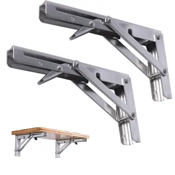 

shelf8-inch folding 304 stainless steel folding ledge bracket heavy folding frame, desktop folding frame,1 pair