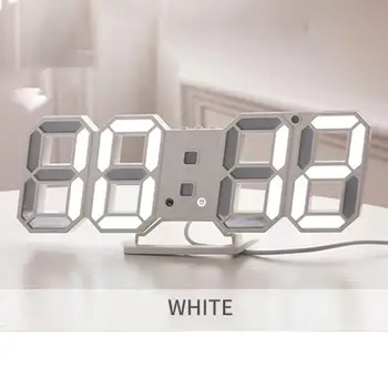 

3D Digital Alarm Clock Wall LED Number Time Clock Led Electronic Clock with Snooze Function practical