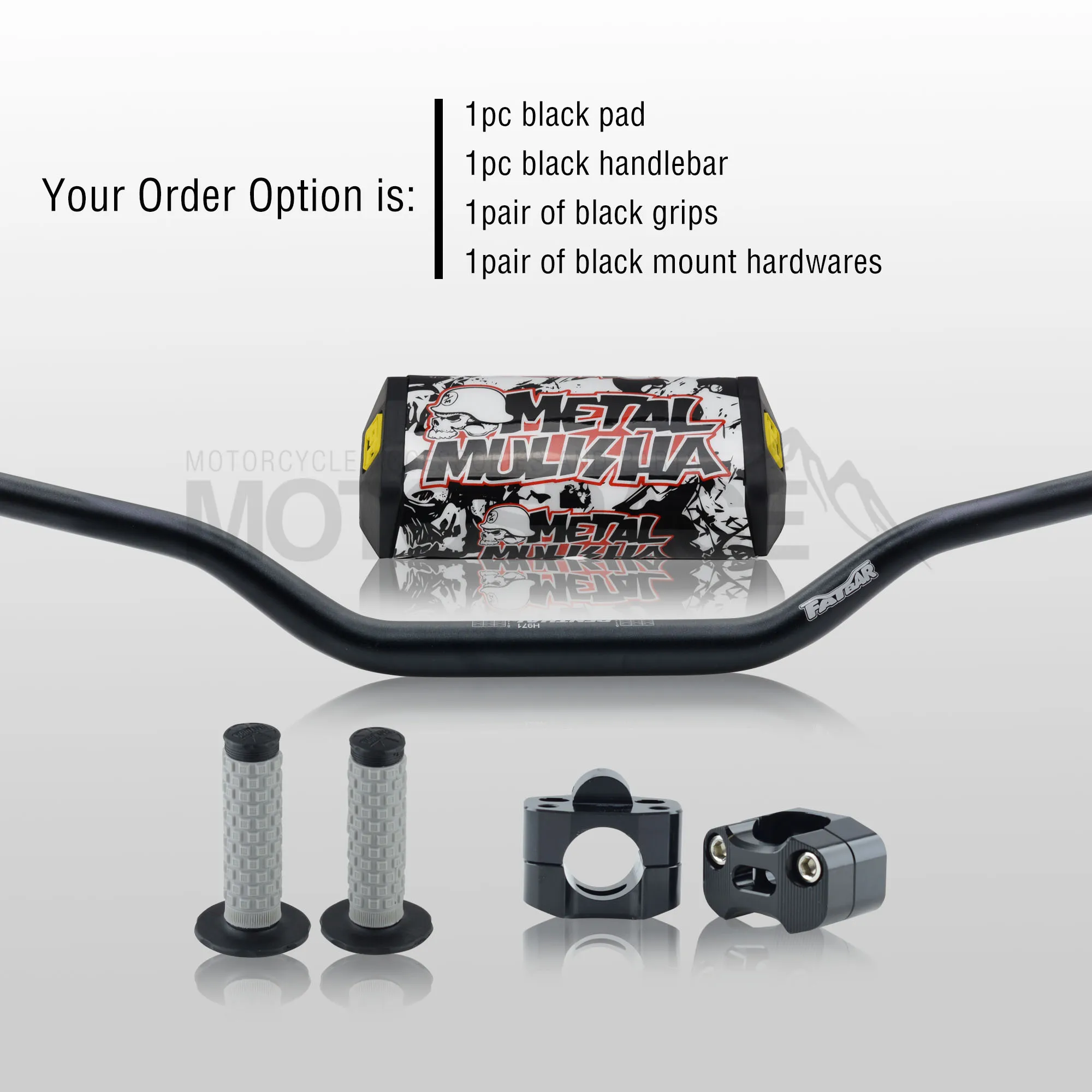 Black Full Kit Руль для Pro Taper Pack Bar 1-1/" Renthal Fatbar Колодки Ручки Pit Pro Racing Dirt Pit Bike мотоцикл с адаптер cnc - Цвет: Black Full Kit