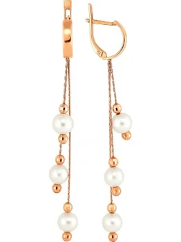 

Примаэксклюзив earrings with 6 pearls in red gold