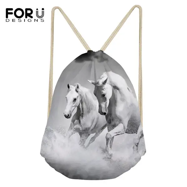 FORUDESIGNS/модные мини-сумки с рисунками лошади фантазия, Белая обувь с карманами и рисунками животных для девочек рюкзак для путешествий - Цвет: CDWX3707Z3