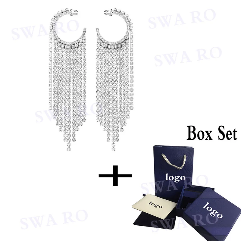 Модные новые подходящие пирсинг серьги из белого золота, тщательно изготовленные сетчатые серьги с кристаллами, ювелирные изделия, лучший подарок для любимой