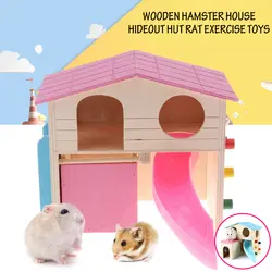 Роскошный деревянный дом хомяка Двойной Деревянный Складной слайд милый хомяк морская свинья клетка для домашних животных домик