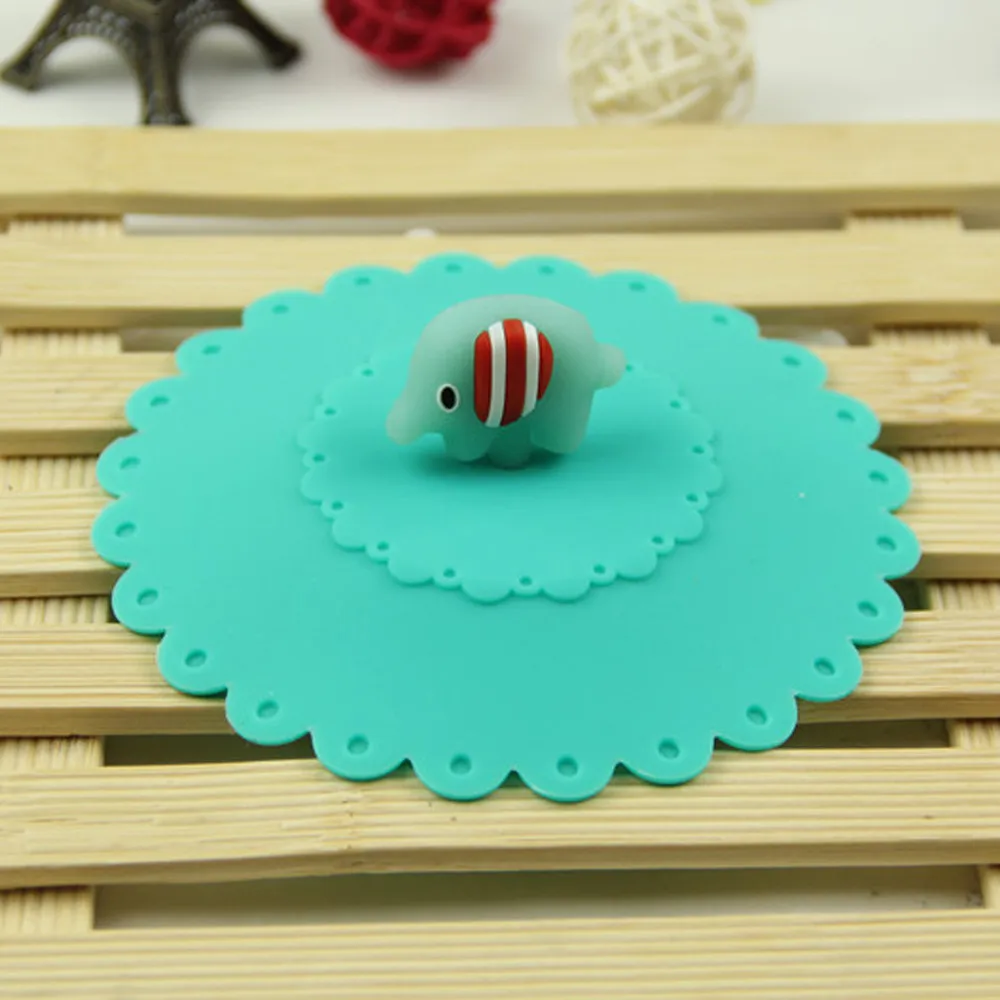 Силиконовый синий милый чехол для стакана в виде слона герметичный изоляционный