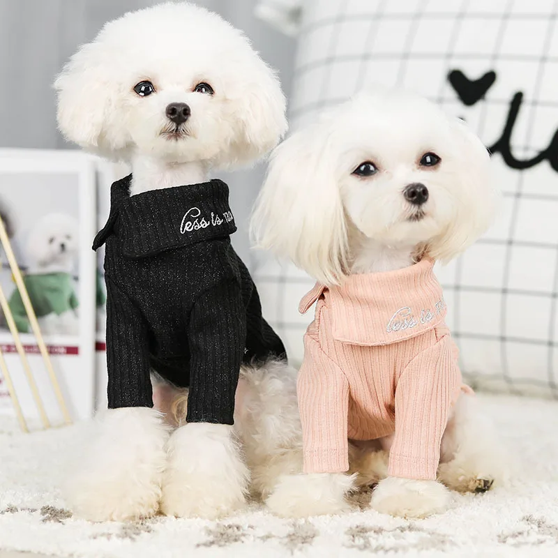 Вышитая майка одежда для собак на осень и зиму новинка две ноги много цветов