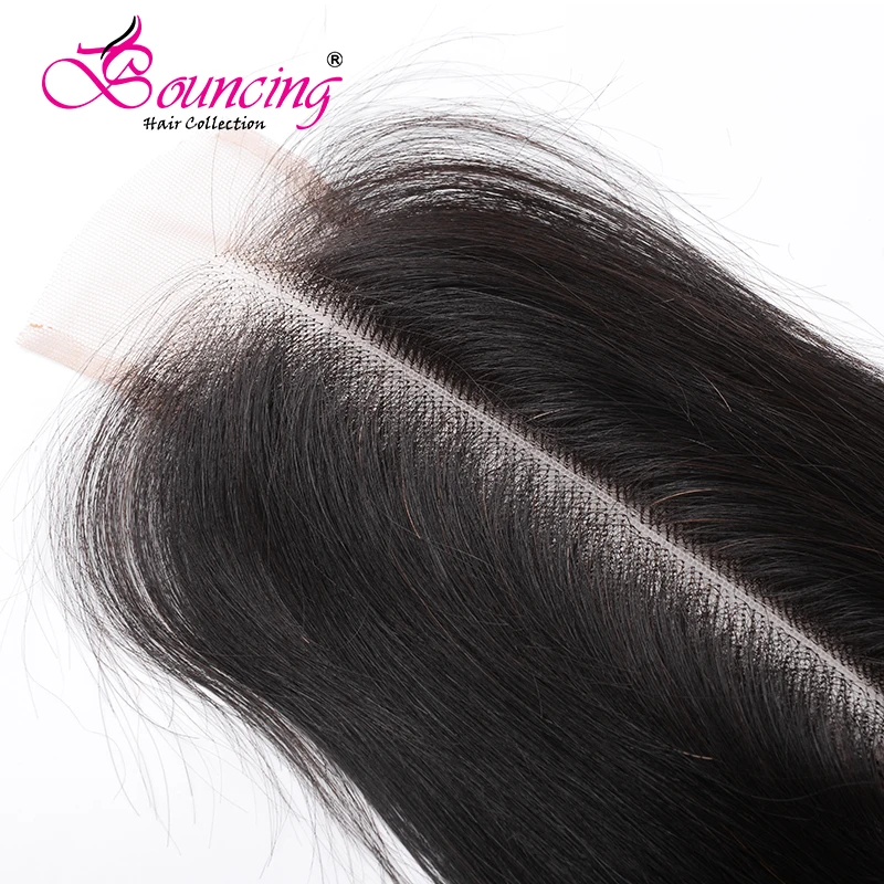Прыгающие волосы Ким К прямые 2x6 закрытие шнурка натуральный черный швейцарское кружево низкое соотношение Remy человеческие волосы для женщин