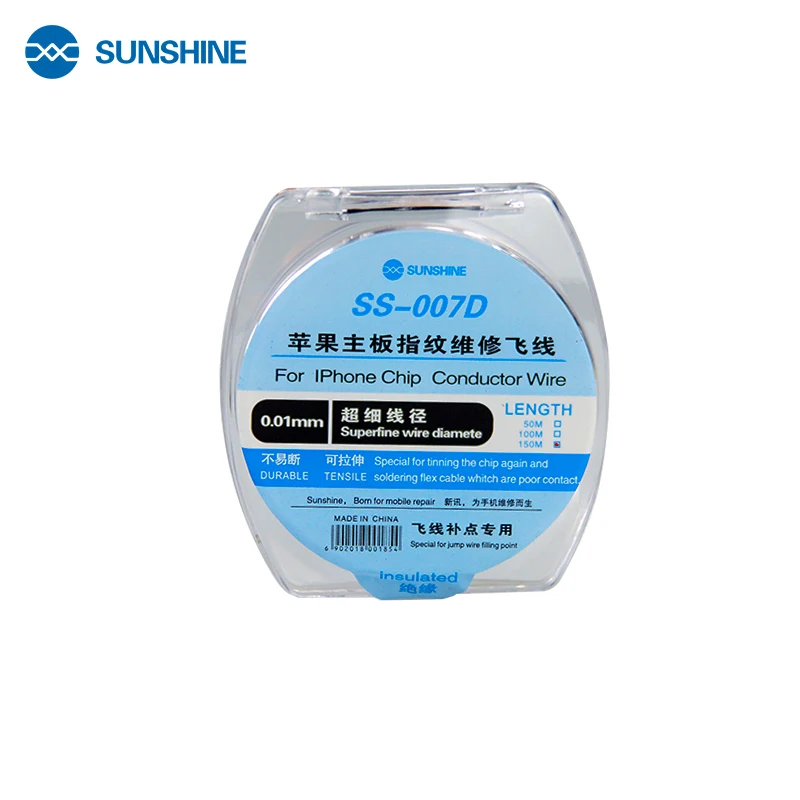 SUNSHINE SS-007D 0.01mm jump wire line linprecision flexible circuit dedicated for iphone chip repair jump conductor wire 150m